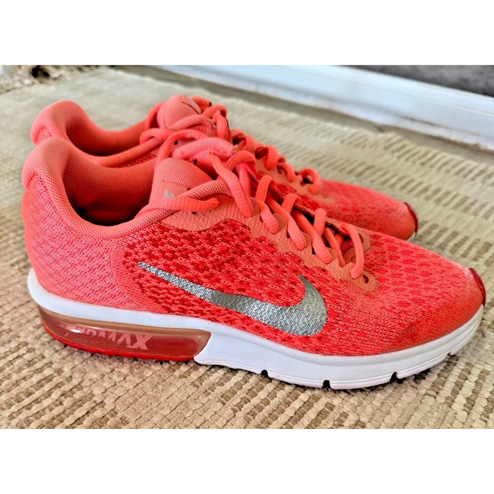 Nike 869994-600 Kids 6Y Air Max Sequent 2 Bright Crimson Mesh Running Shoes